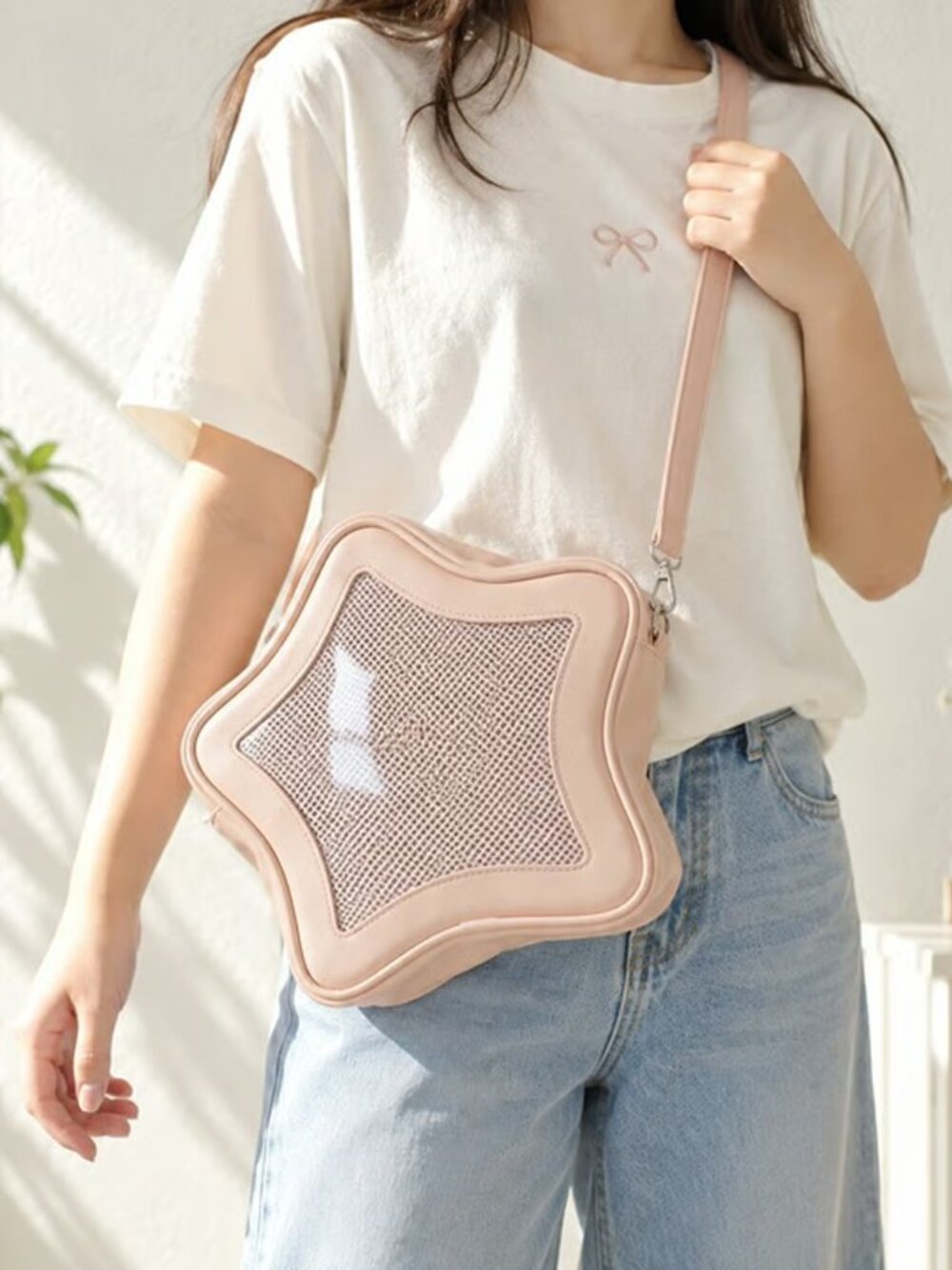 PINK Star Ita Bag Crossbody Cute Kawaii Pin Display Bag Anime Fan Gift Y2K